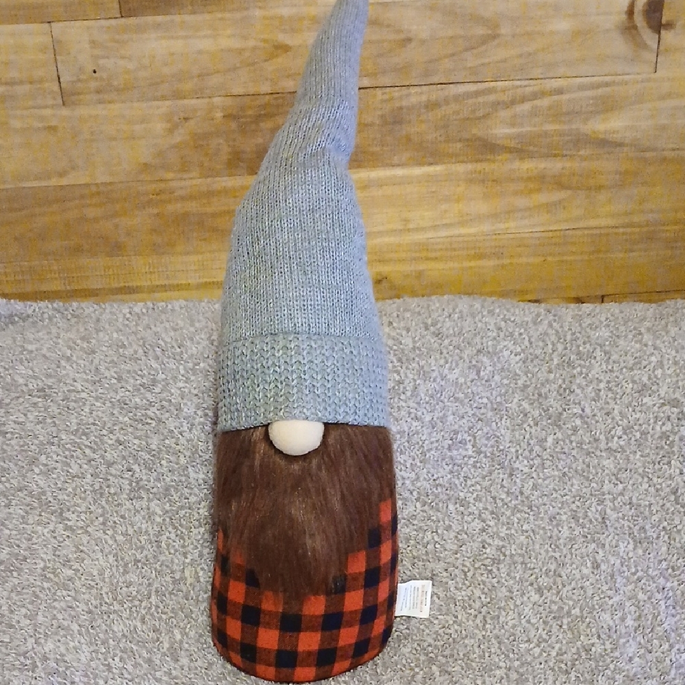 Plaid Holiday Gnome Decor - Gray and Red